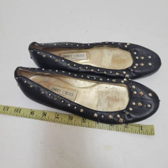 Jimmy Choo Black Glitter Slip On Ballet Flat Womens Size 38 - Picture 11 of 13